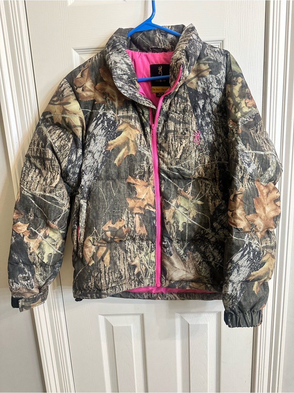 Browning Women’s Camo Puffer Jacket with Pink Trim